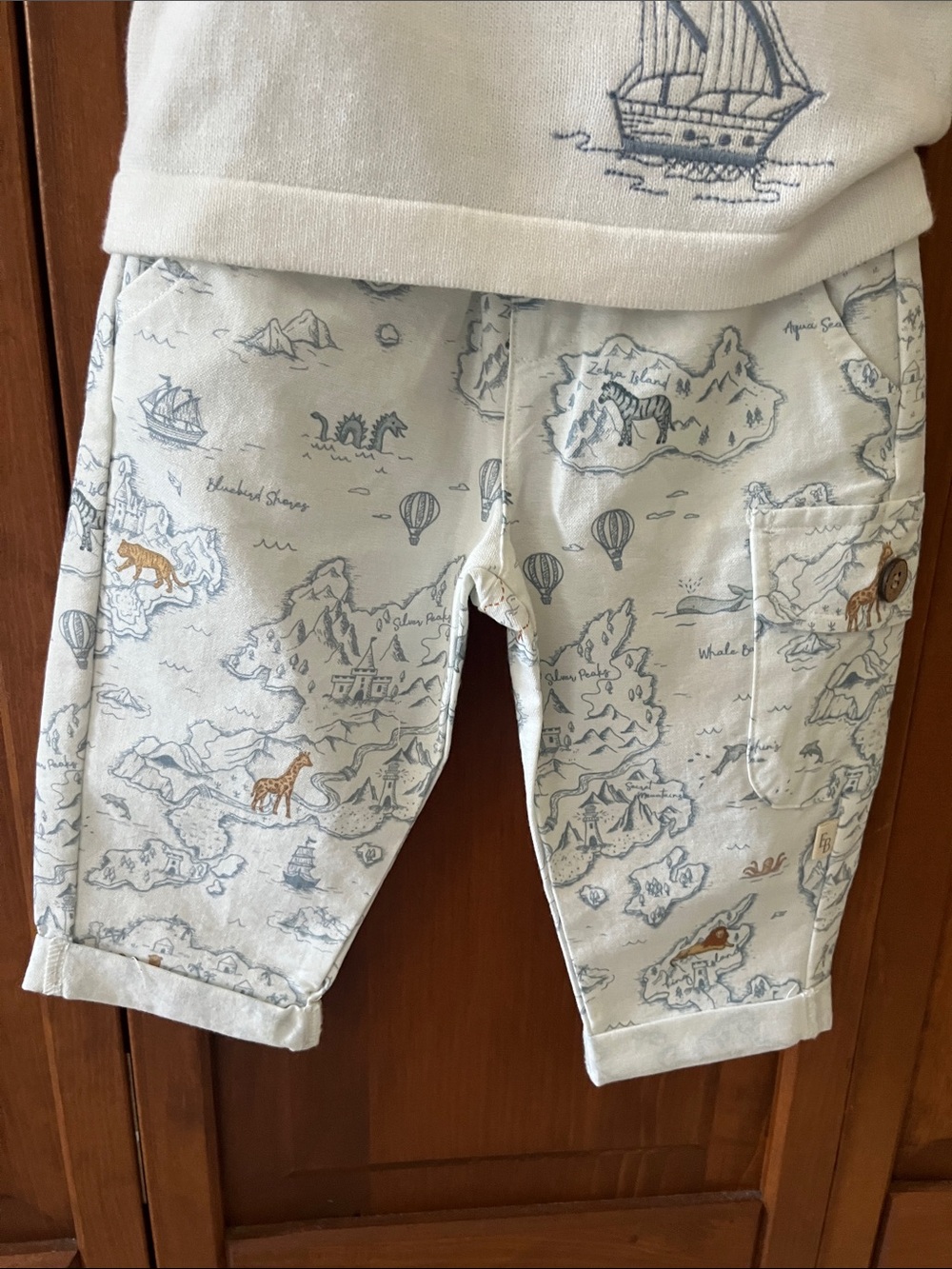 Elegant Baby Blue Stripe Nautical Kids Matching Set Knit Adventure Cargo Sz. 3-6 - Picture 11 of 15
